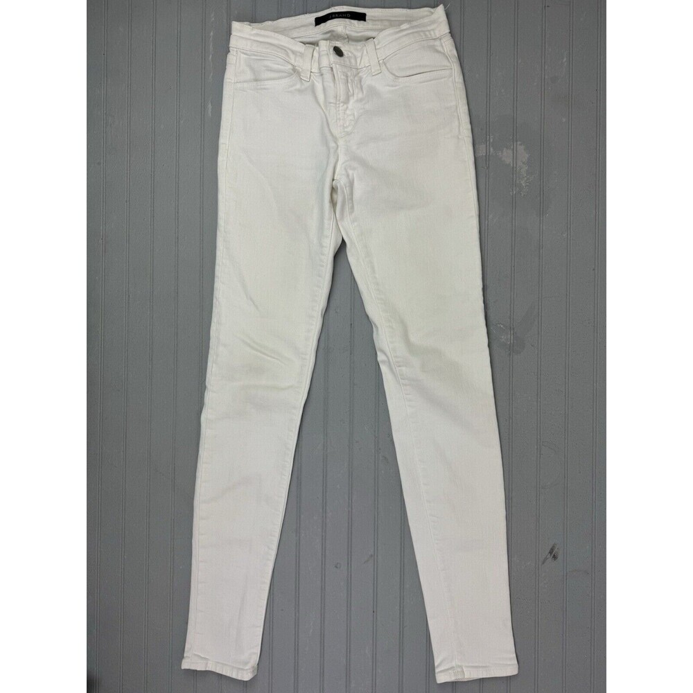 J Brand Size 25 Womens Jeans White Low Rise Super Skinny Decorative Holes On Leg